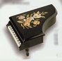 Reuge Piano - Black or Burl Elm Inlaid Flowers & Violin (1.36)