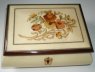 White Musical Box with Inlaid Floral Design and Fileto Border (1.18)