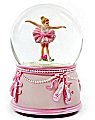 Music Box Ballerina in Water Globe Adorned with Bows and Ballet Shoes