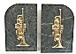 Bookends Brass and Marble Trumpet