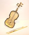 Miniature Violin Clock with bow by Platinum